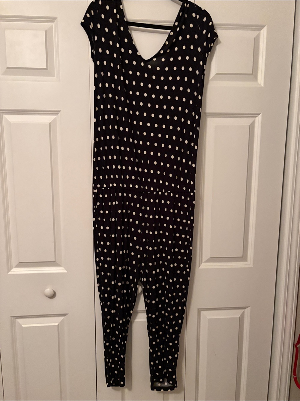 Polka Dot Black & Off White V-Neck Jumpsuit